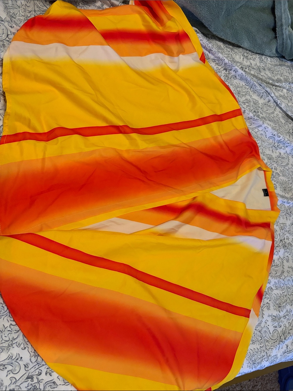 SHEIN Yellow, Orange & Cream Striped Swim Cover-Up